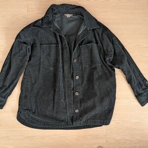 Corduroy Button-Up Jacket in Dark Green